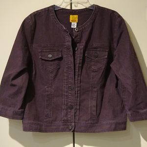 Dark plum denim jacket 3/4 sleeves
